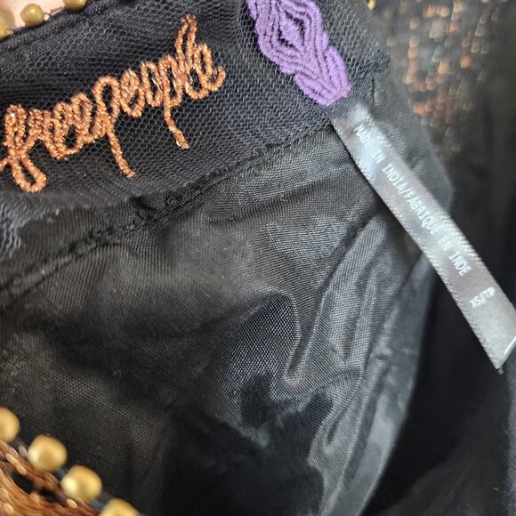 Free People Black XS Beaded Rhinestone Long Sleeve Dress - Picture 10 of 14